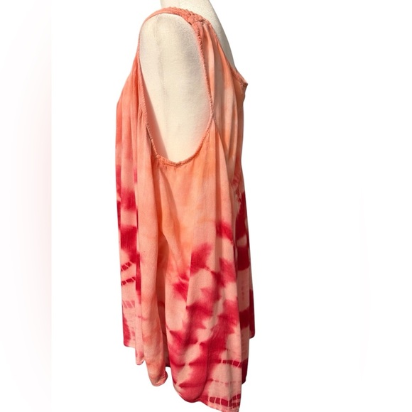 Studio West tie dyed sleeveless v neck flare top in pinks Size 2X EUC - Picture 5 of 9